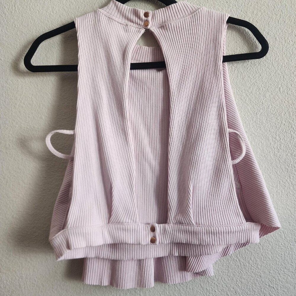 Free People Sweater Womens Small Lavande Pink Rib Knit Sleeveless Open Back Boho - Picture 9 of 12
